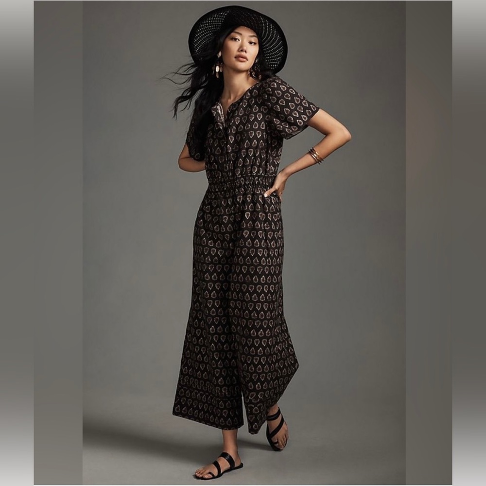 The Somerset Jumpsuit in Black Motif [Anthropologie]